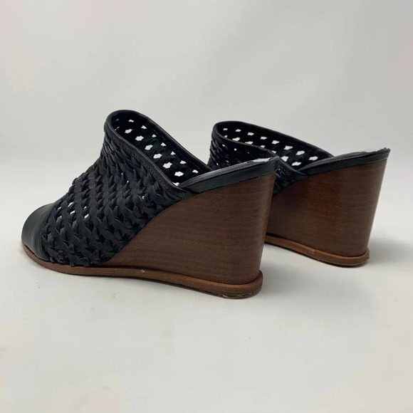 Matt Bernson Pia Woven Leather Wedges in Black - Picture 7 of 8
